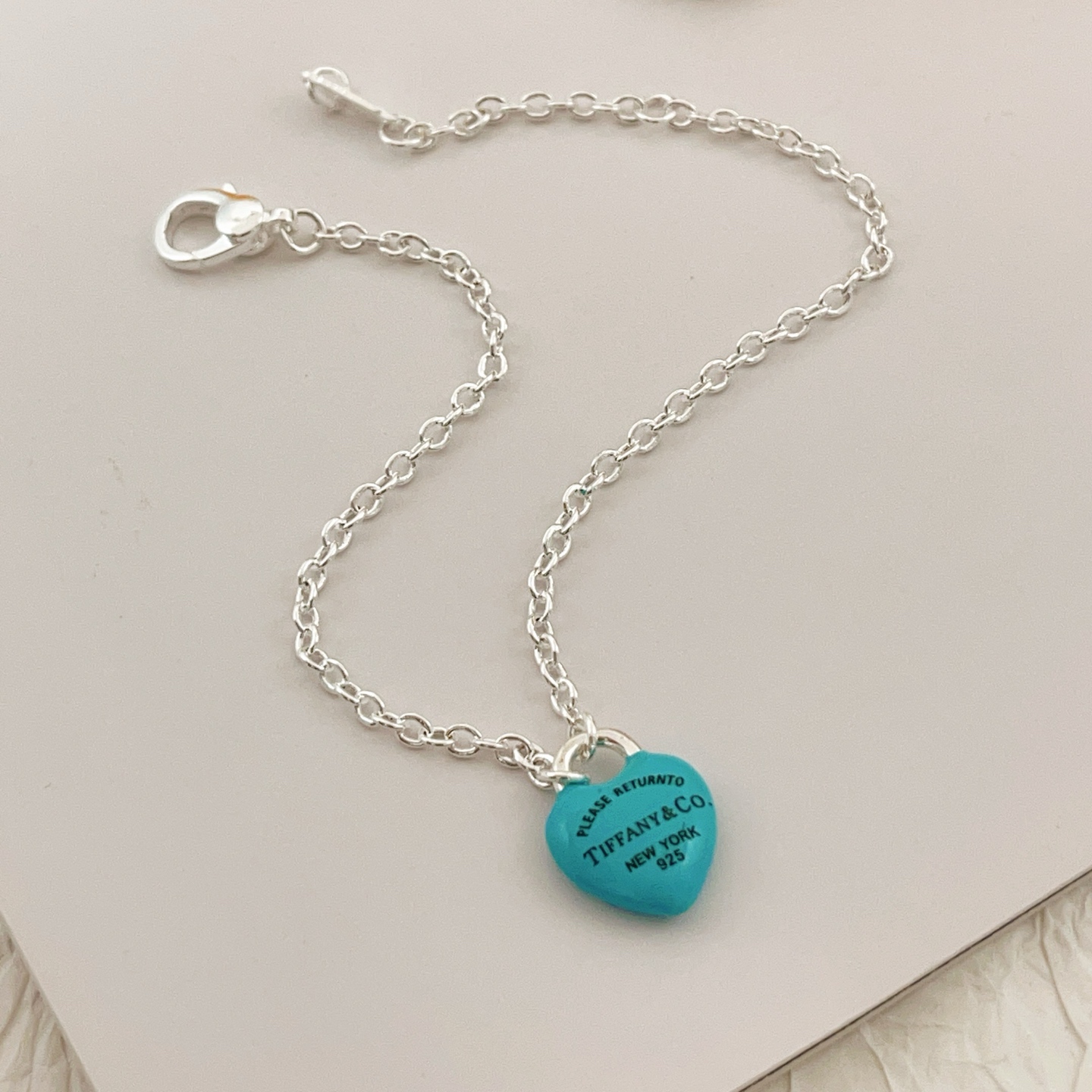 Tiffany & Co. Tiffany*帝芙尼最新款 银色蓝胖爱心手链一致ZP黄铜材质