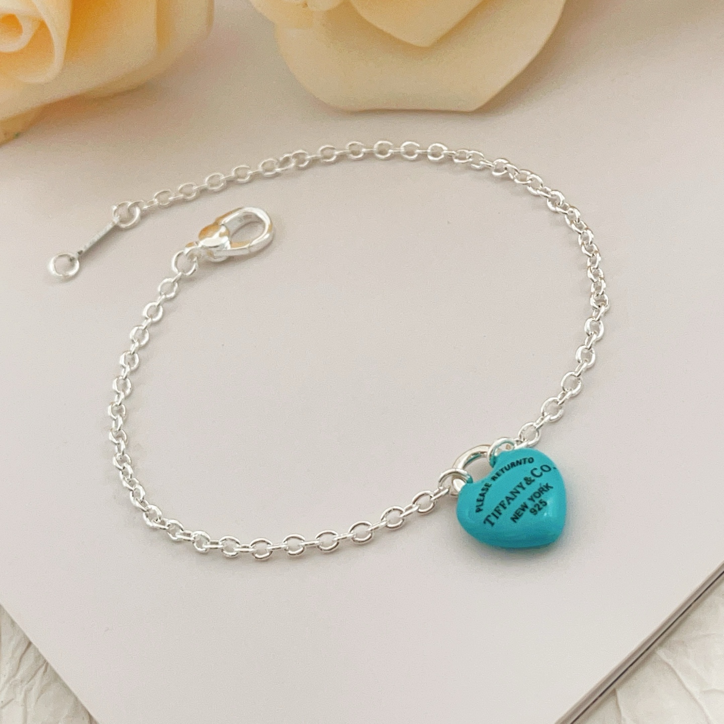 Tiffany & Co. Tiffany*帝芙尼最新款 银色蓝胖爱心手链一致ZP黄铜材质