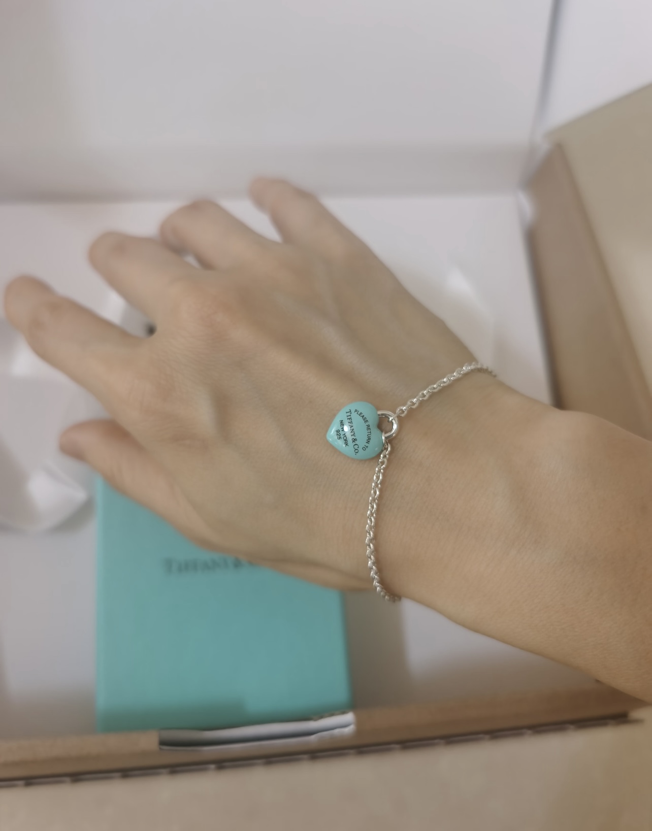 Tiffany & Co. Tiffany*帝芙尼最新款 银色蓝胖爱心手链一致ZP黄铜材质