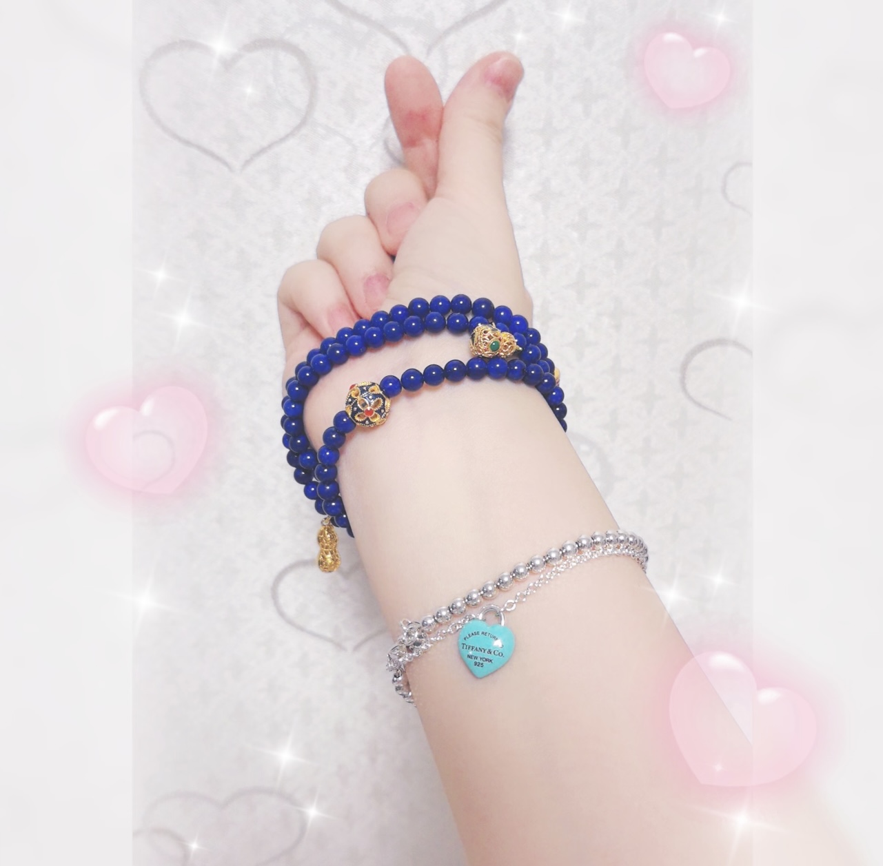 Tiffany & Co. Tiffany*帝芙尼最新款 银色蓝胖爱心手链一致ZP黄铜材质