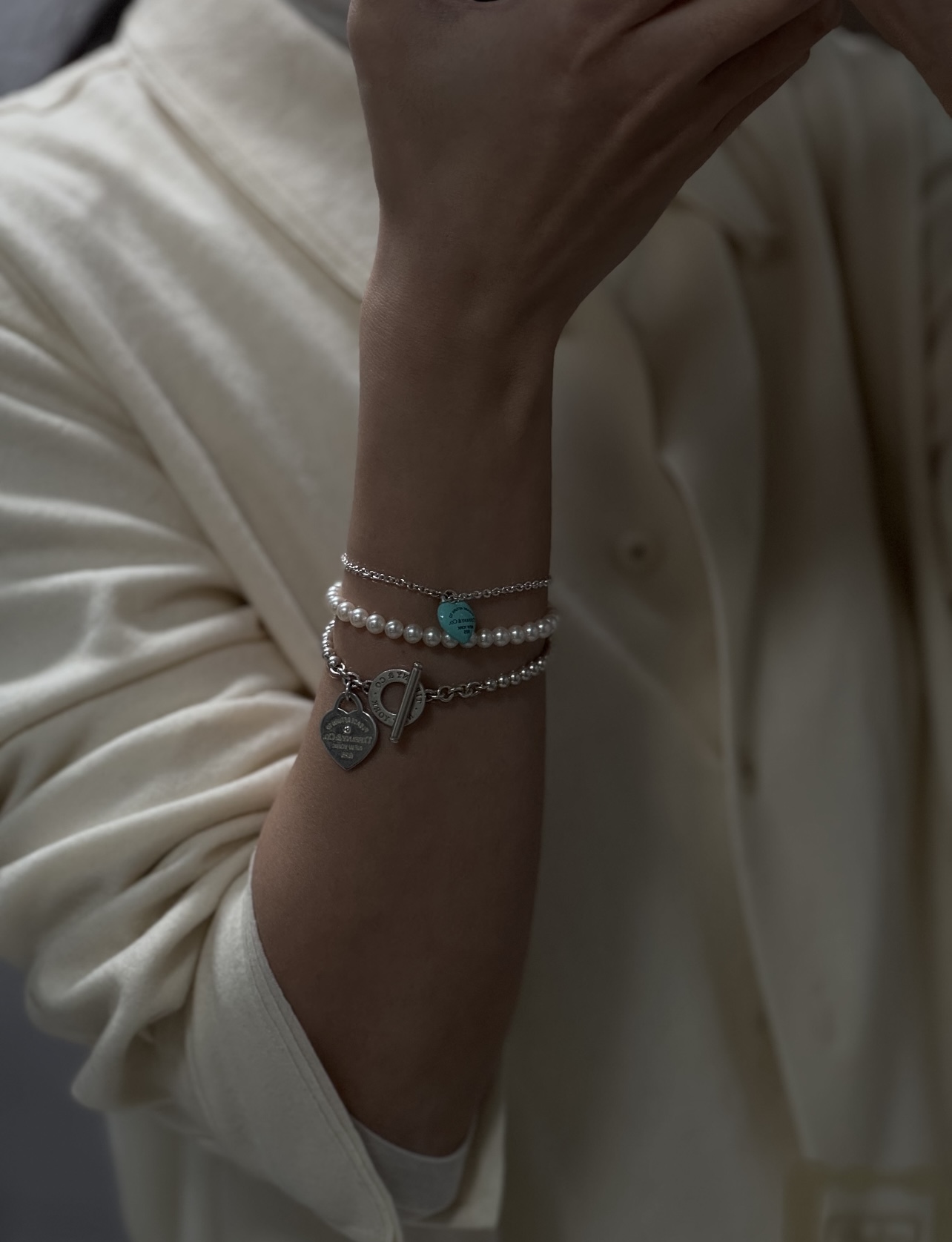Tiffany & Co. Tiffany*帝芙尼最新款 银色蓝胖爱心手链一致ZP黄铜材质