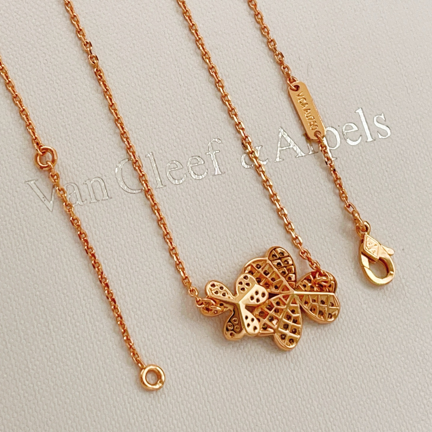 Van Cleef Arpels Frivole necklace 18k rose gold with round brilliant diamonds 42cm with 2cm extender