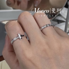 TJ035银色TJ034玫瑰金尺寸码数:6.7.8码【Tiffany*帝芙尼最新款🆕🆕两色半钻T字母戒指 TJ035银色TJ034玫瑰金尺寸码数:6.7.8码【Tiffany*帝芙尼最新款🆕🆕两色半钻T字母戒指