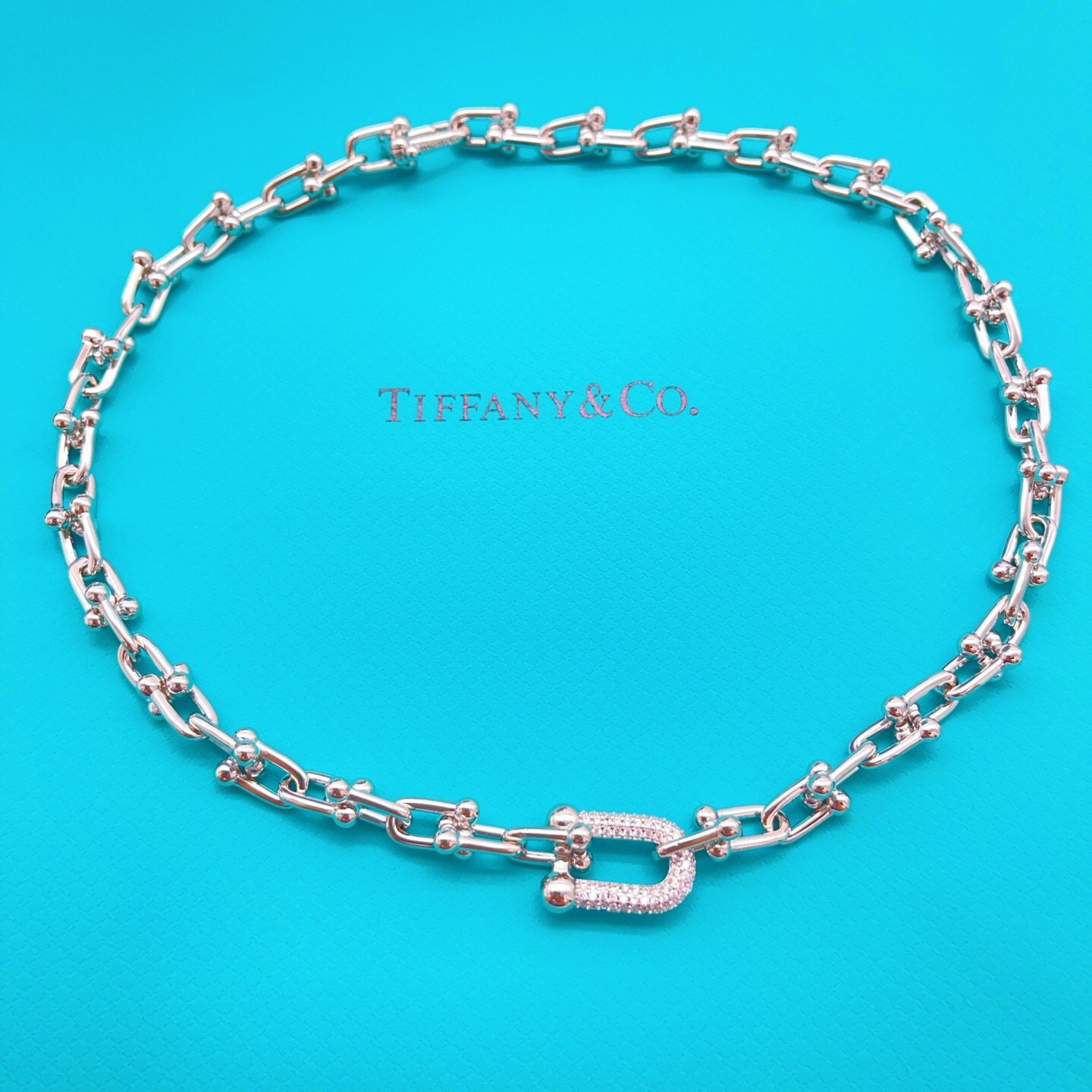 【Tiffany*帝芙尼最新款🆕🆕银色镶钻马蹄项链】一致官网黄铜材质，非常的上镜‼️设计很特别值得入手。
