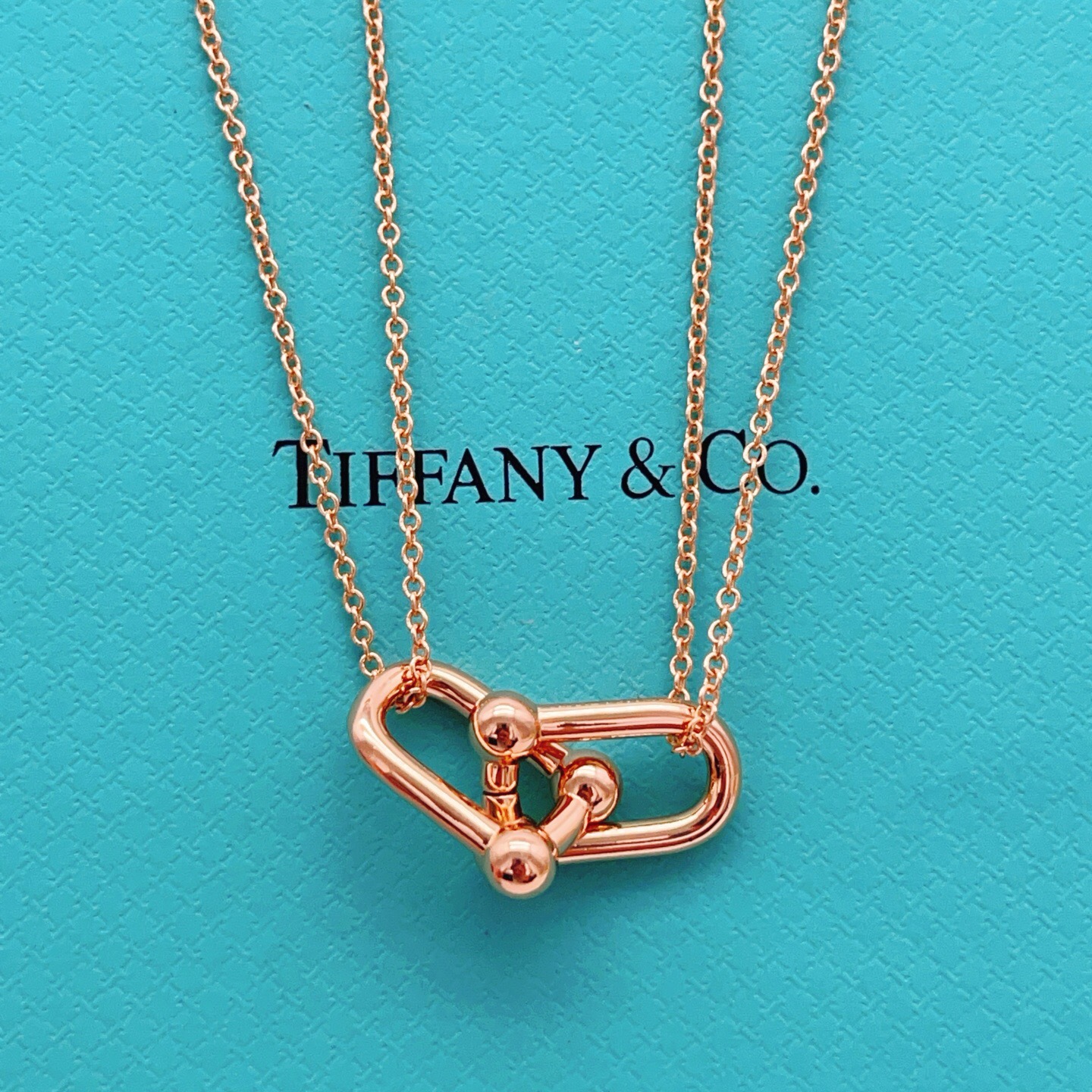 【Tiffany*帝芙尼最新款🆕🆕玫瑰金双链光面马蹄项链】一致官网黄铜材质，非常的上镜‼️设计很特别值得