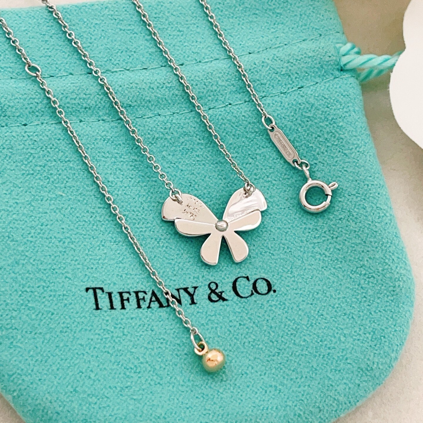 【Tiffany*帝芙尼最新款🆕🆕银色蝴蝶项链】一致官网黄铜材质，非常的上镜‼️设计很特别值得入手。高级