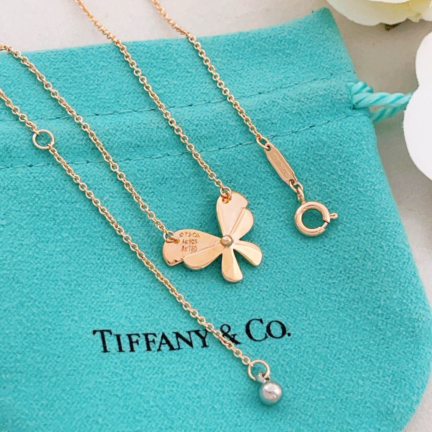 【Tiffany*帝芙尼最新款🆕🆕玫瑰金蝴蝶项链】一致官网黄铜材质，非常的上镜‼️设计很特别值得入手。高