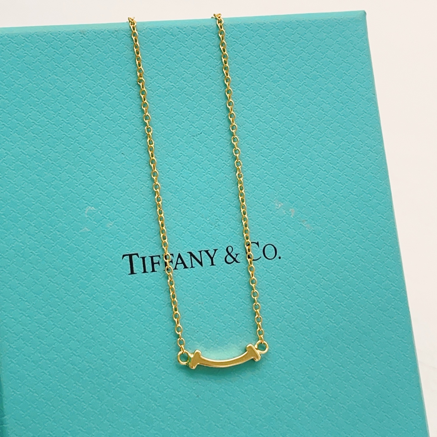 【Tiffany*帝芙尼最新款🆕🆕金色光面笑脸小号项链】一致官网黄铜材质，非常的上镜‼️设计很特别值得入