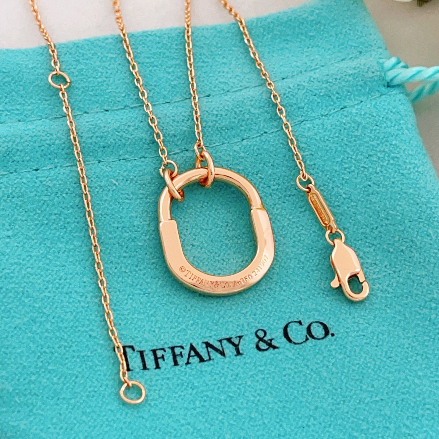 【Tiffany*帝芙尼最新款🆕🆕玫瑰金半钻U锁项链】一致官网黄铜材质，非常的上镜‼️设计很特别值得入手