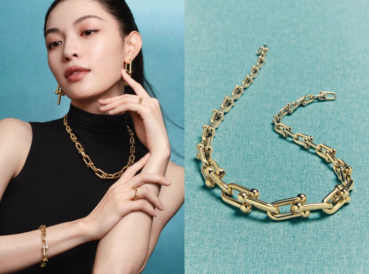 【Tiffany*帝芙尼最新款🆕🆕金色光面渐变马蹄项链】一致官网黄铜材质，非常的上镜‼️设计很特别值得入