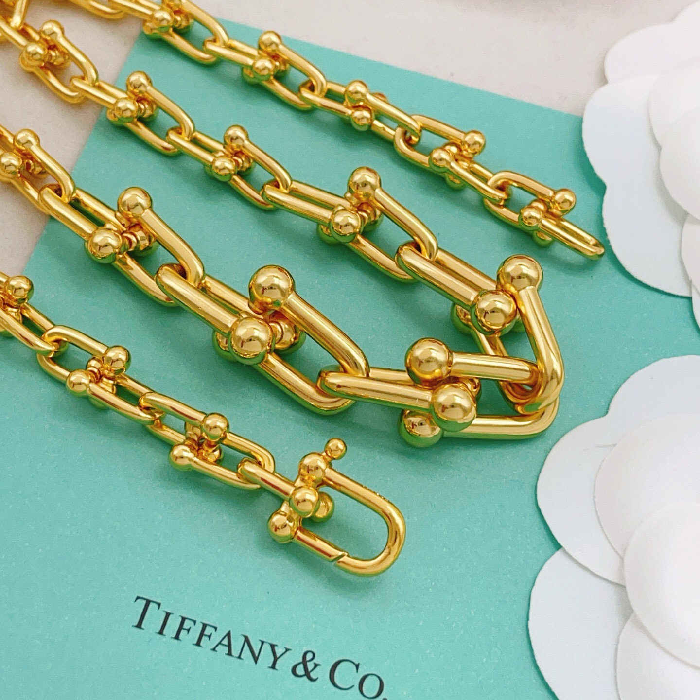 【Tiffany*帝芙尼最新款🆕🆕金色光面渐变马蹄项链】一致官网黄铜材质，非常的上镜‼️设计很特别值得入