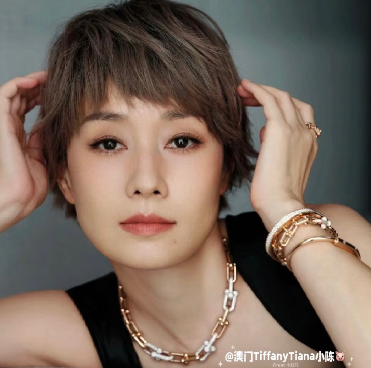 【Tiffany*帝芙尼最新款🆕🆕金色镶钻渐变马蹄项链】一致官网黄铜材质，非常的上镜‼️设计很特别值得入