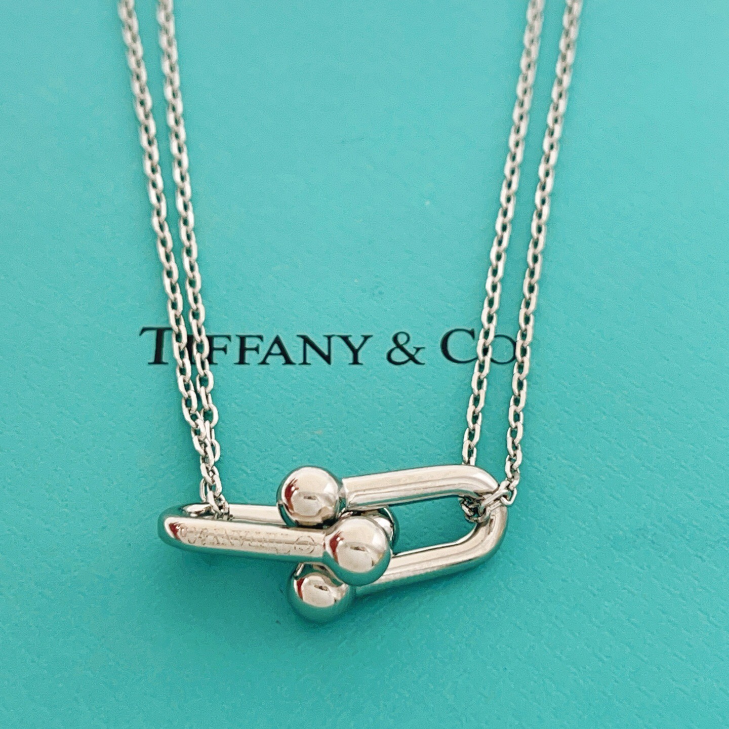 【Tiffany*帝芙尼最新款🆕🆕银色双链光面马蹄项链】一致官网黄铜材质，非常的上镜‼️设计很特别值得入