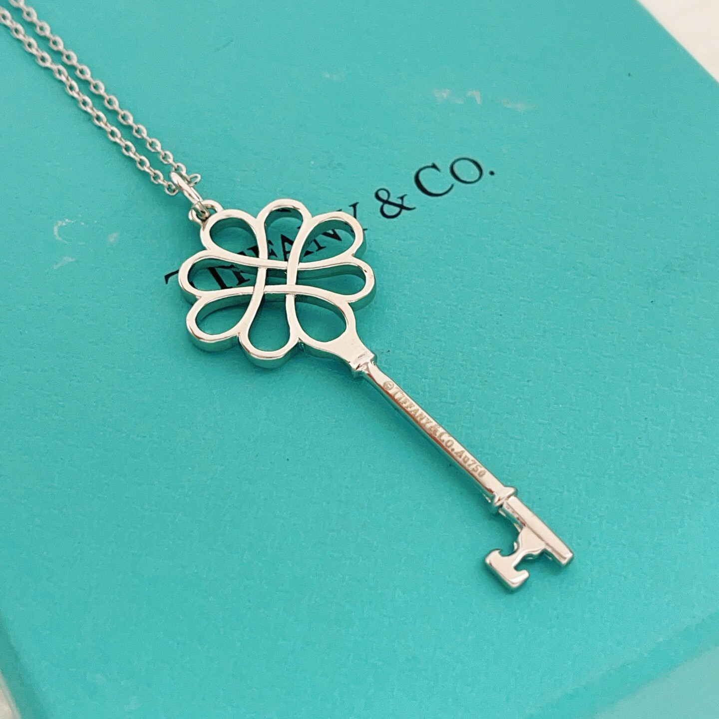 【Tiffany*帝芙尼最新款🆕🆕银色光面锁匙项链】一致官网黄铜材质，非常的抓狂红上镜‼️设计很特别值得