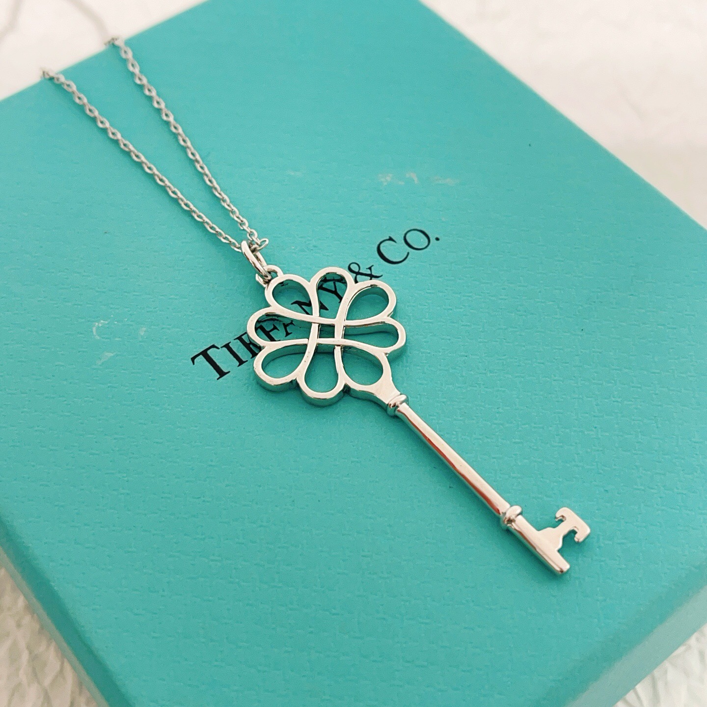 【Tiffany*帝芙尼最新款🆕🆕银色光面锁匙项链】一致官网黄铜材质，非常的抓狂红上镜‼️设计很特别值得