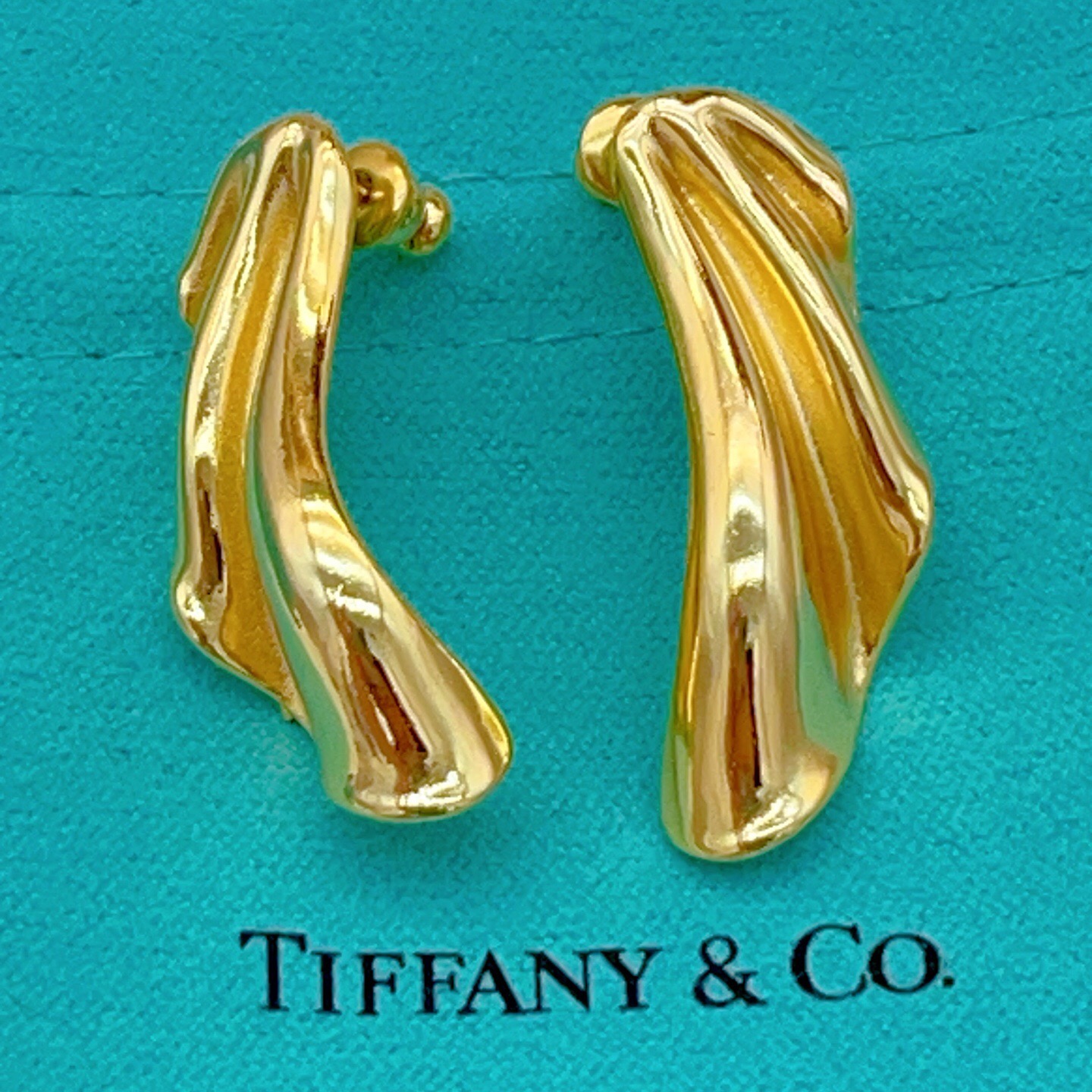 【Tiffany*帝芙尼最新款🆕🆕金色光面翅膀耳钉】一致官网黄铜材质，非常的上镜‼️设计很特别值得入手。