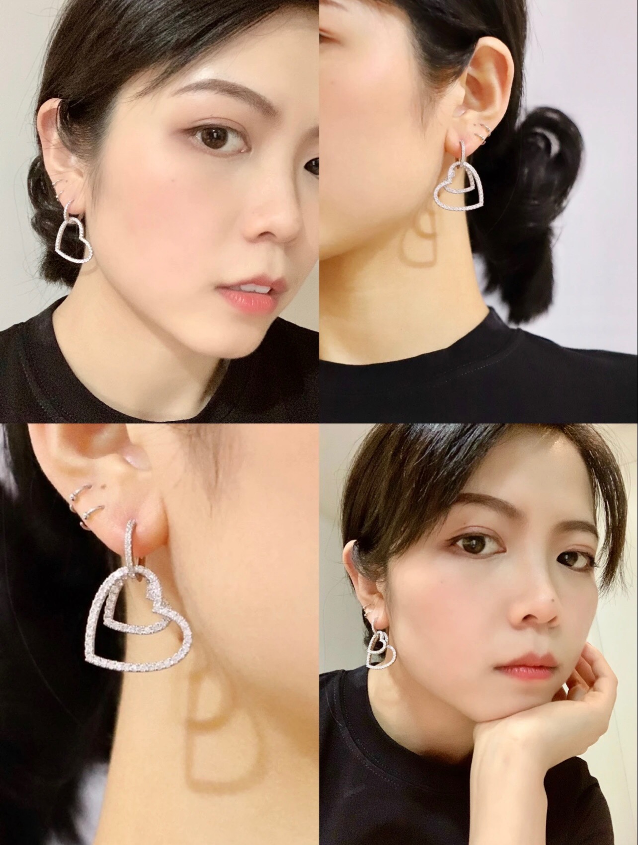 【Tiffany*帝芙尼最新款🆕🆕玫瑰金满钻流苏双爱心耳环】一致官网黄铜材质，非常的上镜‼️设计很特别值