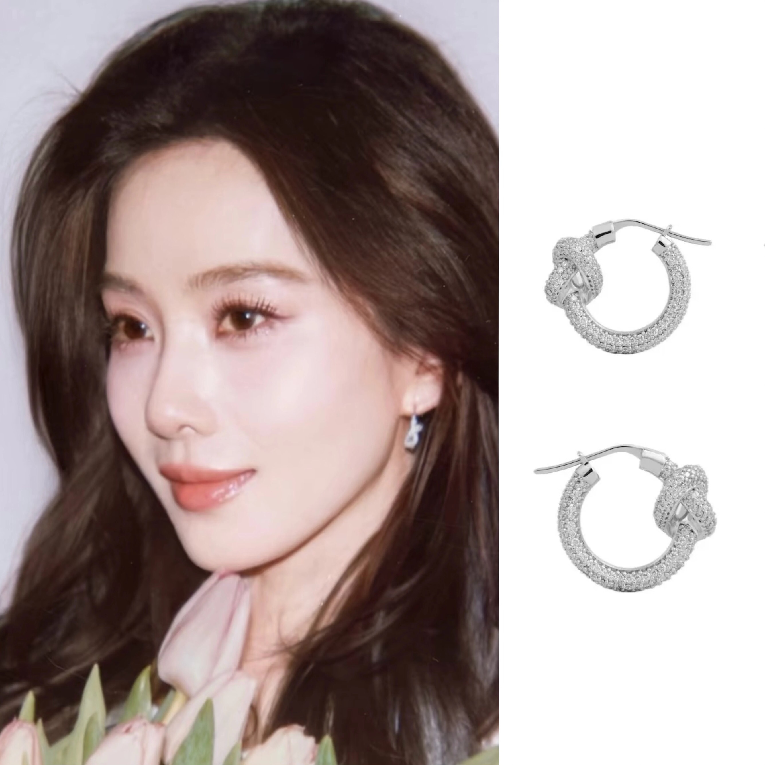 【Tiffany*帝芙尼最新款🆕🆕银色满钻绳结耳钉】一致官网黄铜材质，非常的上镜‼️设计很特别值得入手。