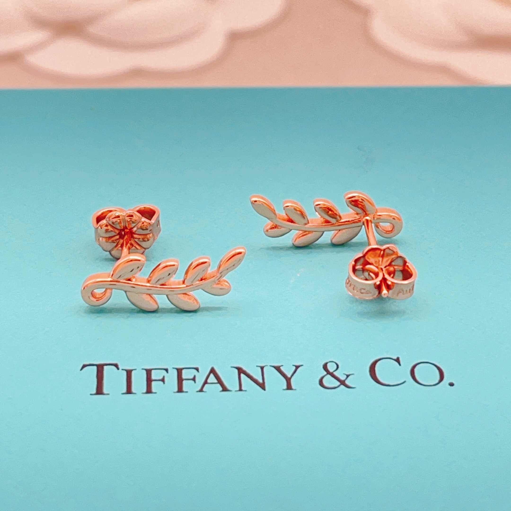 【Tiffany*帝芙尼最新款🆕🆕玫瑰金叶片耳钉】一致官网黄铜材质，非常的上镜‼️设计很特别值得入手。高