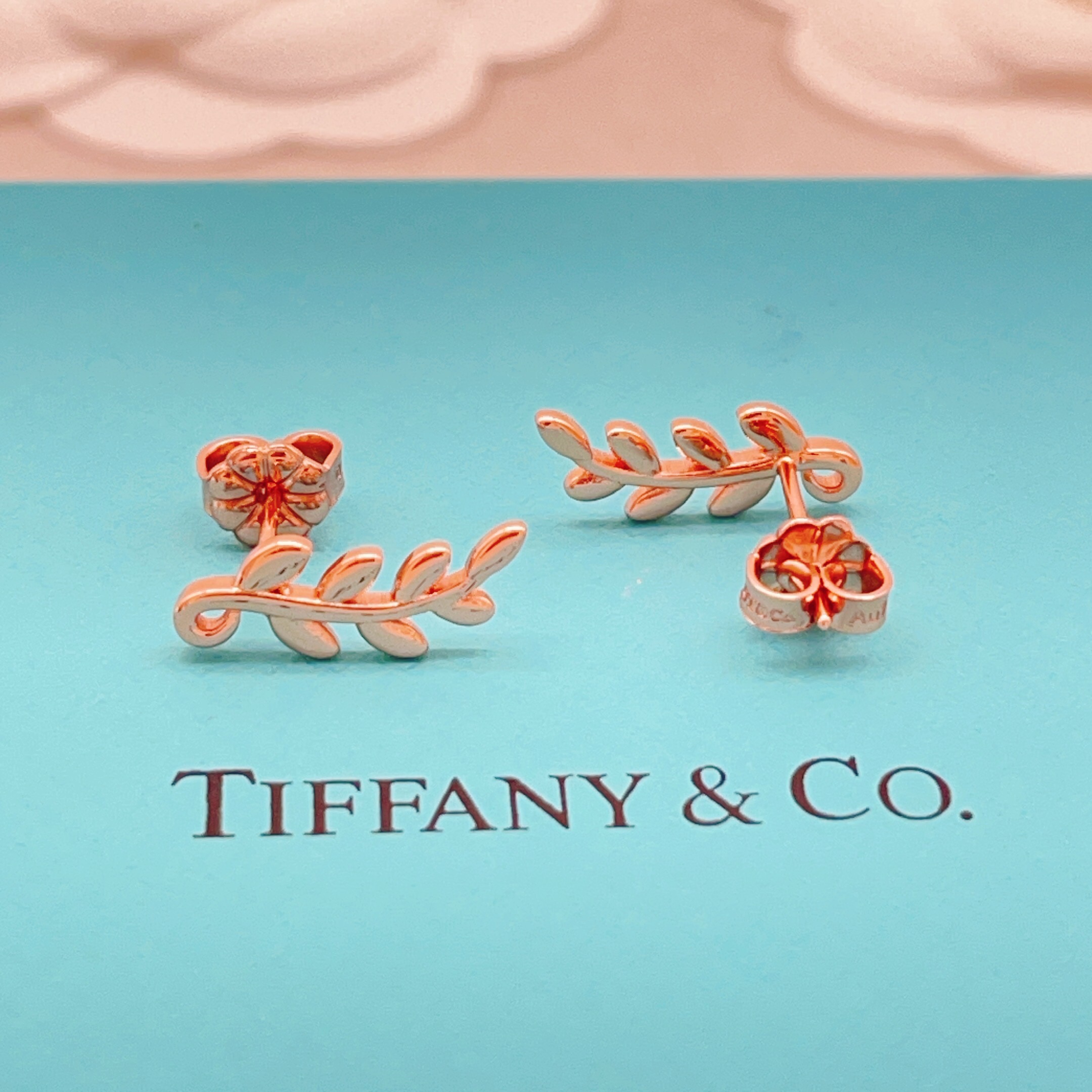 【Tiffany*帝芙尼最新款🆕🆕玫瑰金叶片耳钉】一致官网黄铜材质，非常的上镜‼️设计很特别值得入手。高