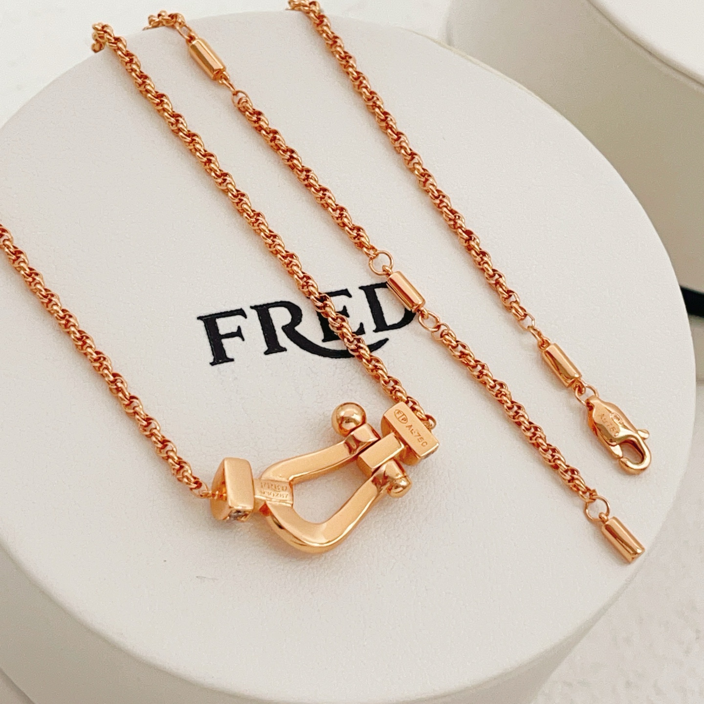 【FRDE费雷德最新款🆕🆕玫瑰金马蹄扣项链】一致官网黄铜材质，非常的上镜‼️设计很特别值得入手。高级手工