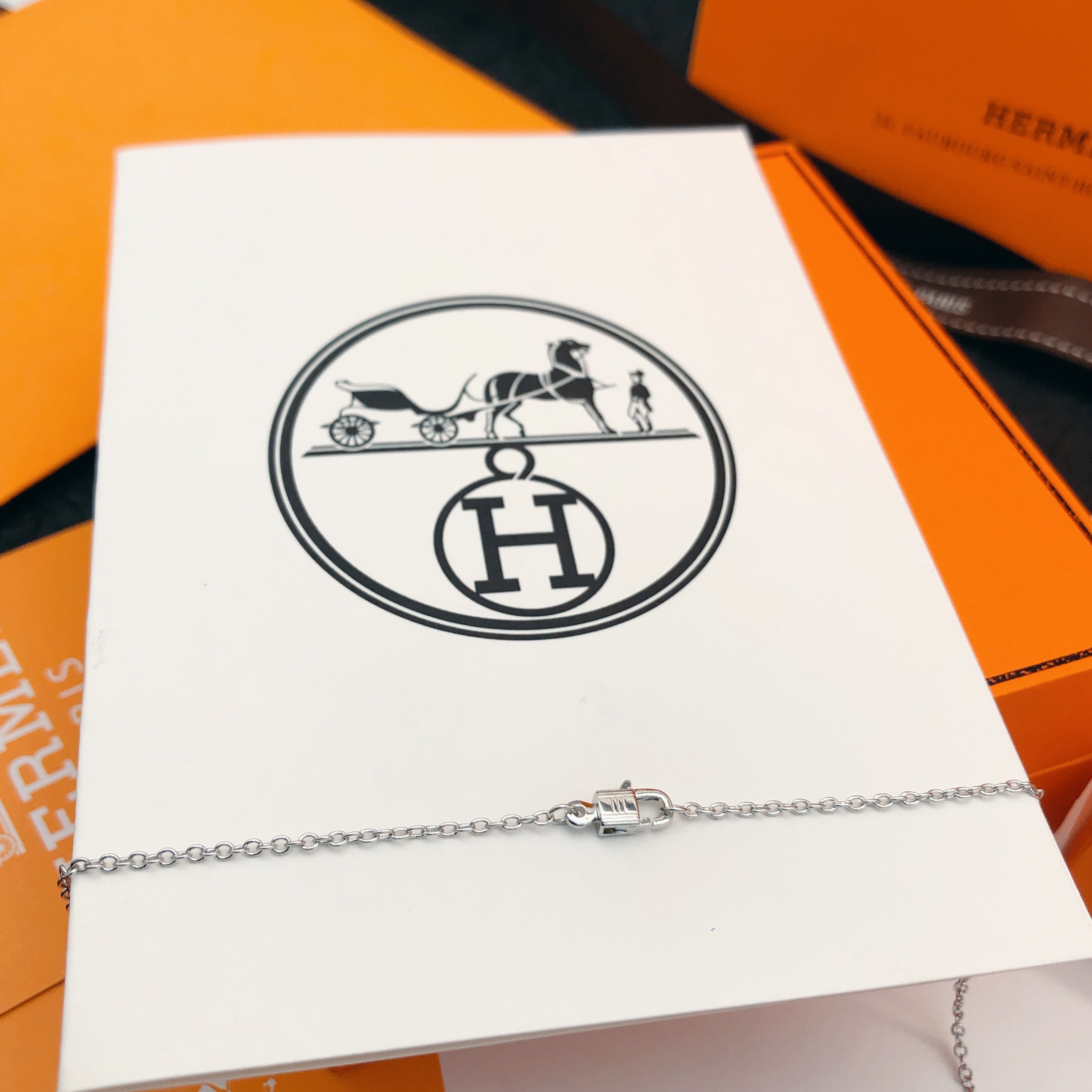 【He@mes爱马仕最新款🆕🆕银色白钻满钻康康包项链】一致官网黄铜材质，非常的上镜‼️设计很特别值得入手