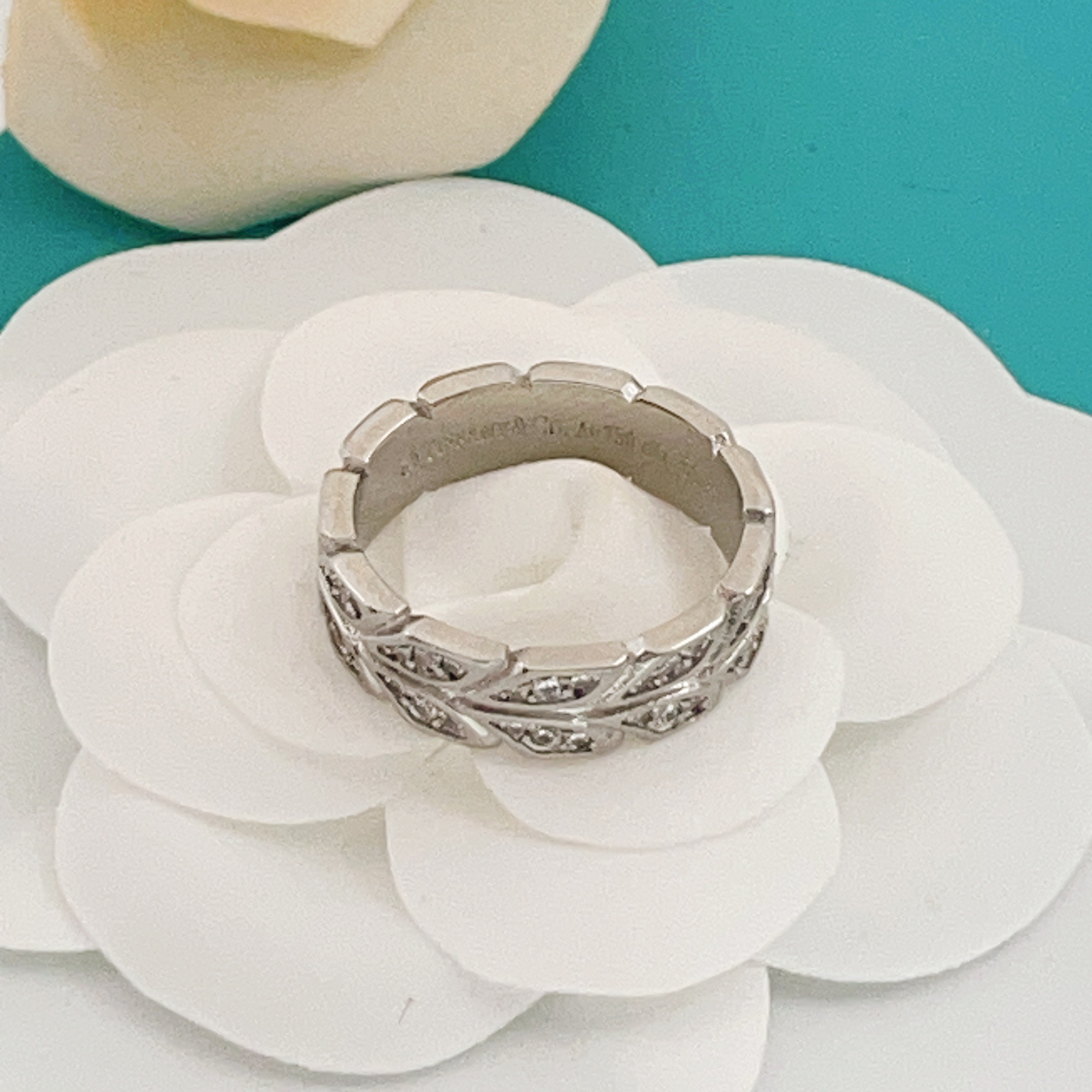 尺寸:6，7，8 码【Tiffany*帝芙尼最新款🆕🆕银色镶钻叶片戒指】一致官网黄铜材质，非常的上镜‼️
