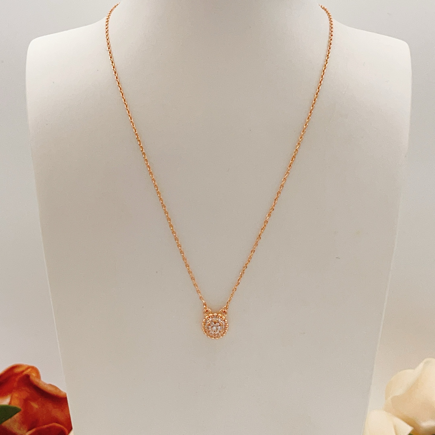 Collana Van Cleef Arpels Perlee Couleurs Oro rosa con pavé di diamanti trasparenti 42 cm
