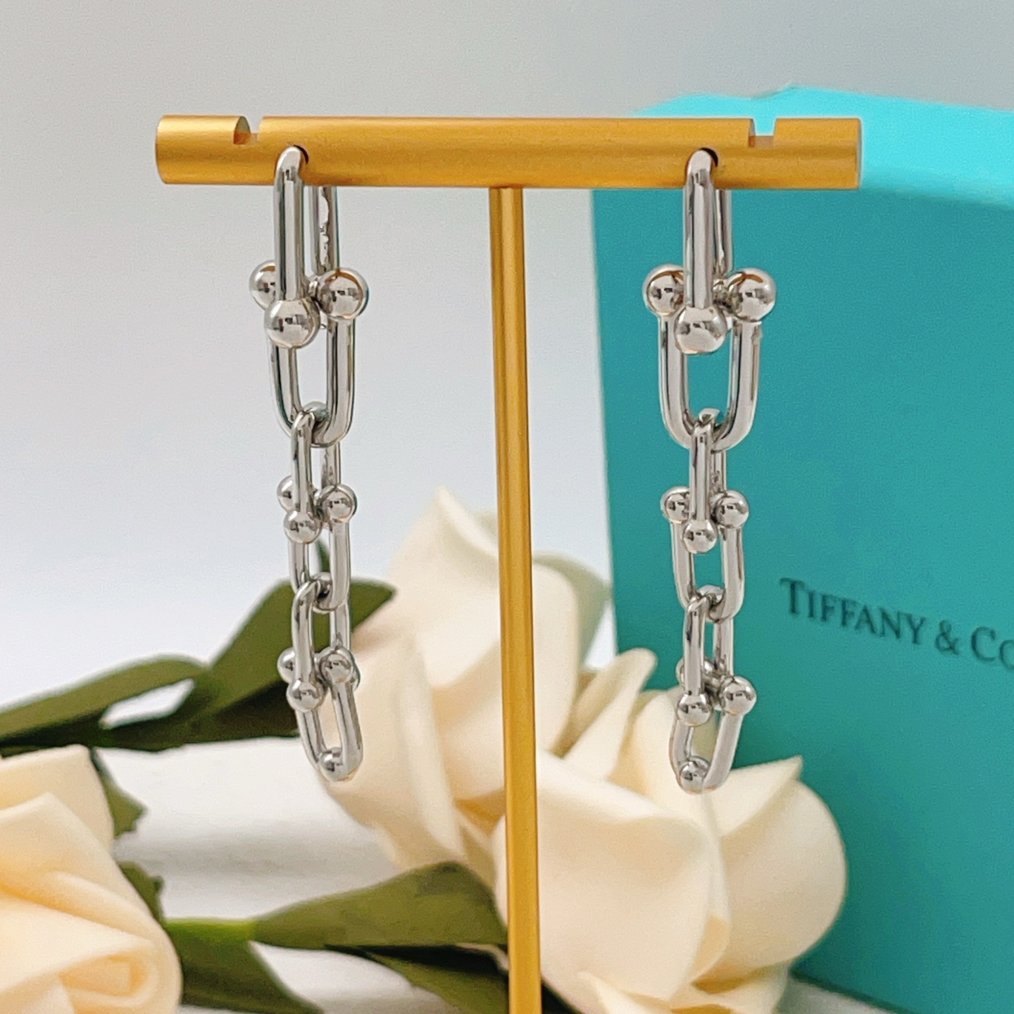 Tiffany Co HardWear earrings silver-toned metal no gemstones 3 8cm drop length