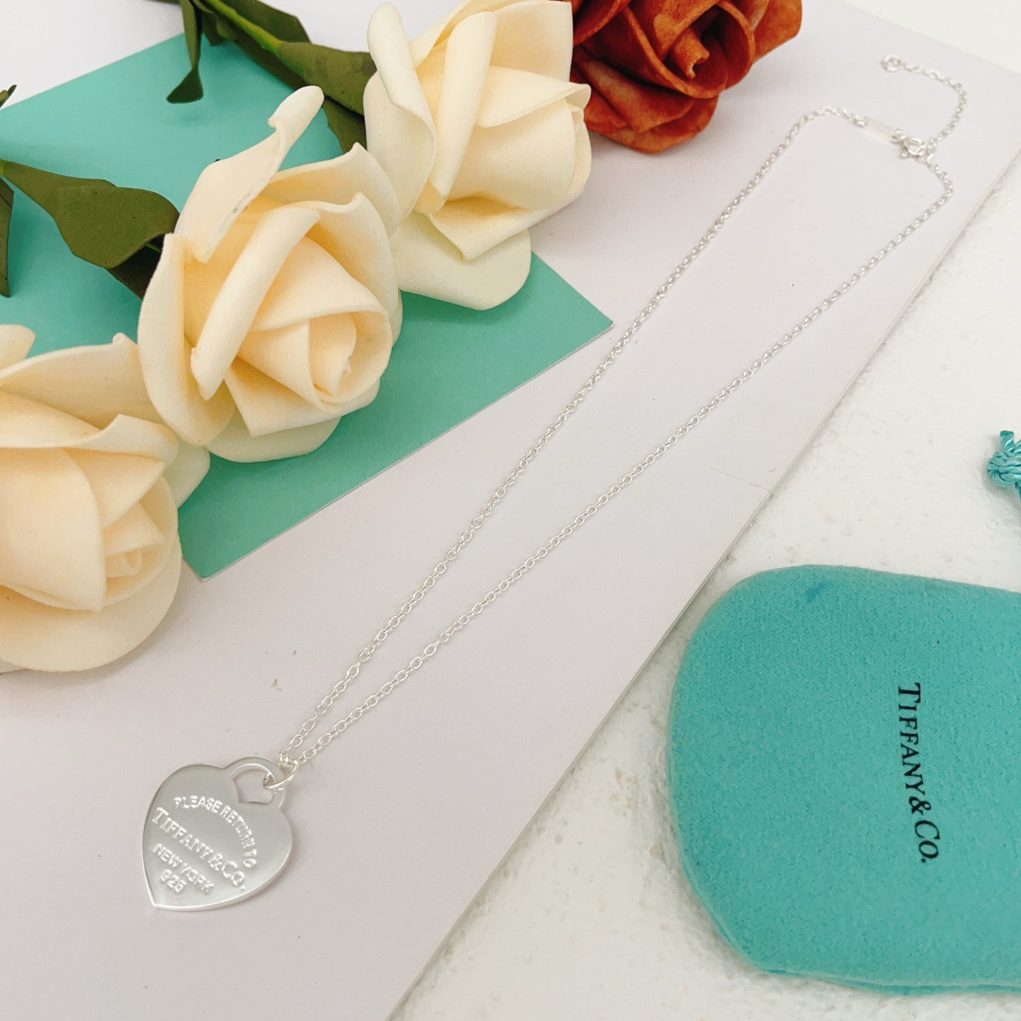 Tiffany Co Return to Tiffany Heart Tag necklace Sterling silver 18 inches