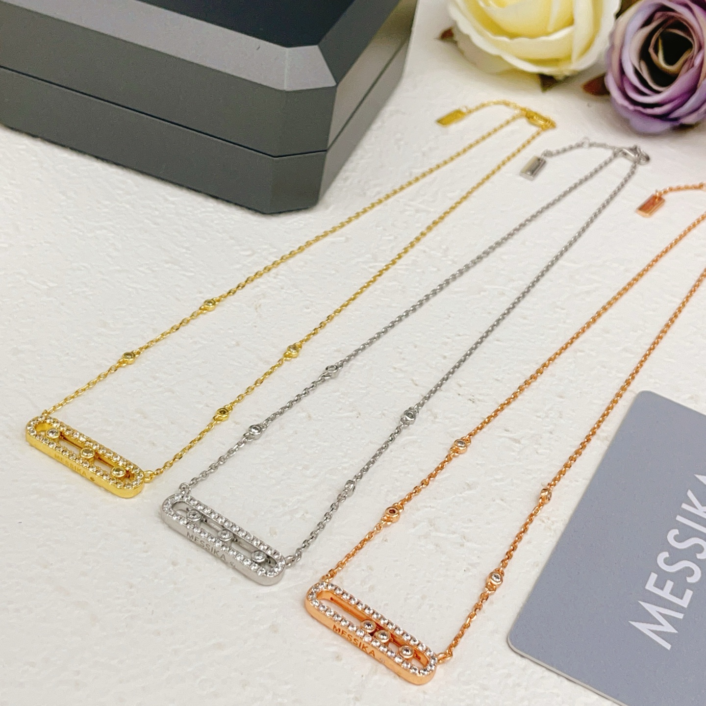 Messika Baby Move necklace Yellow gold white gold rose gold with clear diamonds 45cm