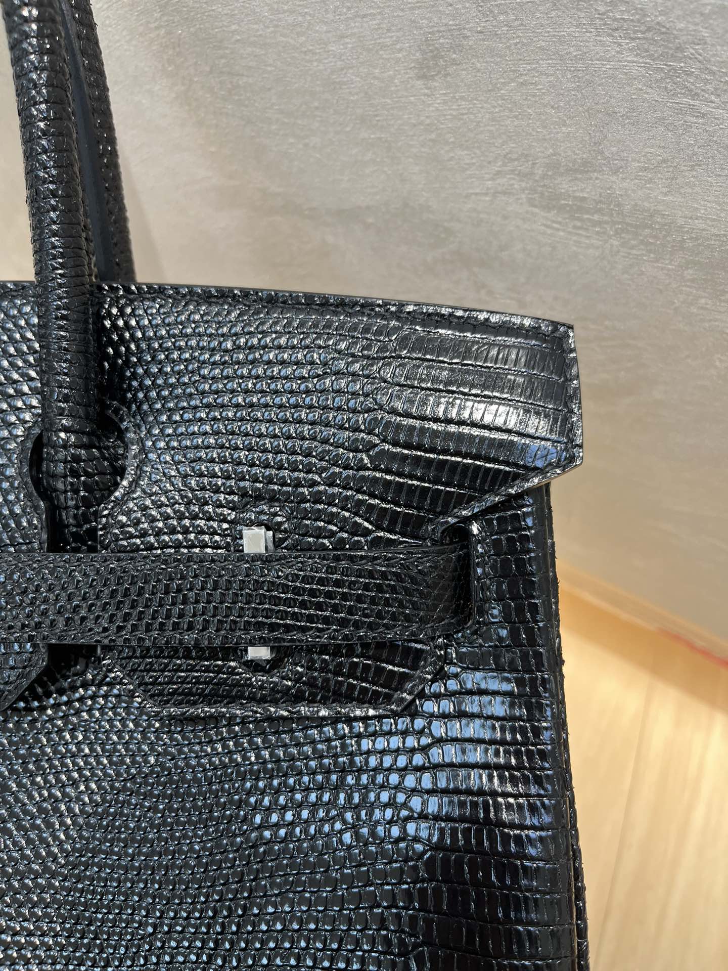 Luxury Hermes Birkin 30 Black Lizard Leather Silver Hardware Top Handle Bag 4 i1702616667 218 0