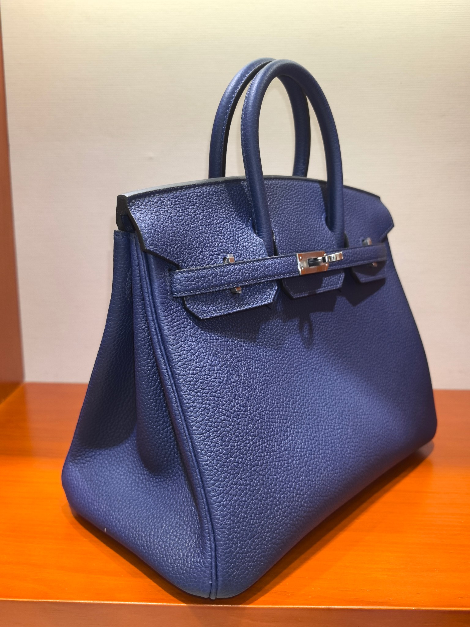 Hermes Birkin 25 Blue Togo Leather Handbag with Silver Hardware 7 a1727777264549 0636