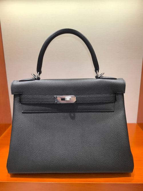 Hermès Kelly 28 Black Togo Leather Silver Hardware Top Handle Bag 1 Hermès Kelly 28 Black Togo Leather Silver Hardware Top Handle Bag