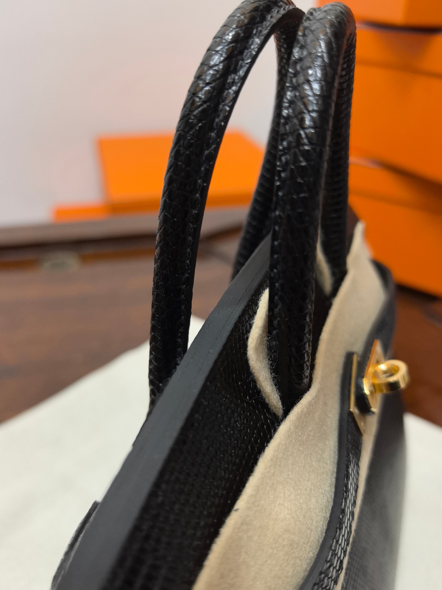 Hermes Black Lizard Birkin 20cm Bag Gold Hardware Top Handle Handbag 5 a1745555767857 2055