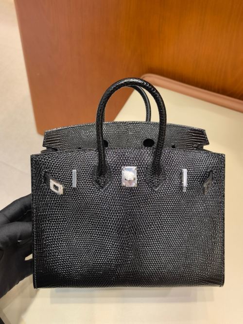 Hermès Birkin 25 Black Lizard Leather Handbag, Palladium Hardware, Timeless Style 1 Hermès Birkin 25 Black Lizard Leather Handbag, Palladium Hardware, Timeless Style