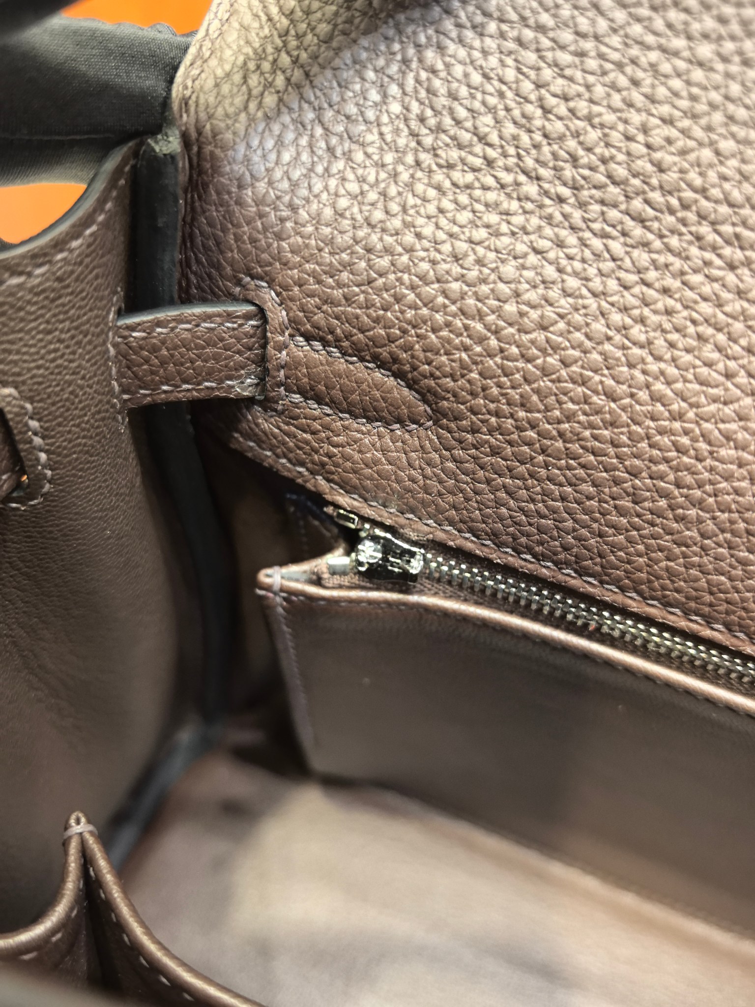 Elegant Brown Togo Leather Kelly Bag with Silver Hardware - 25cm 9 a1746864055410 5653