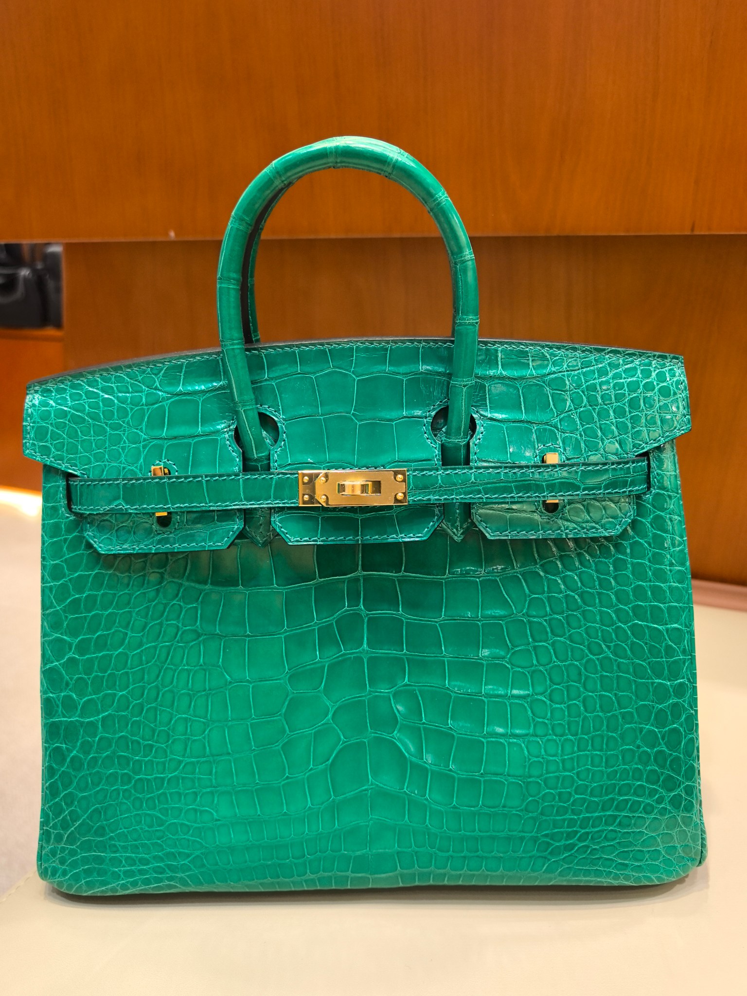 Hermès Birkin 25 Alligator Emerald Green Gold Hardware Handbag 2 a1750593504401 2276