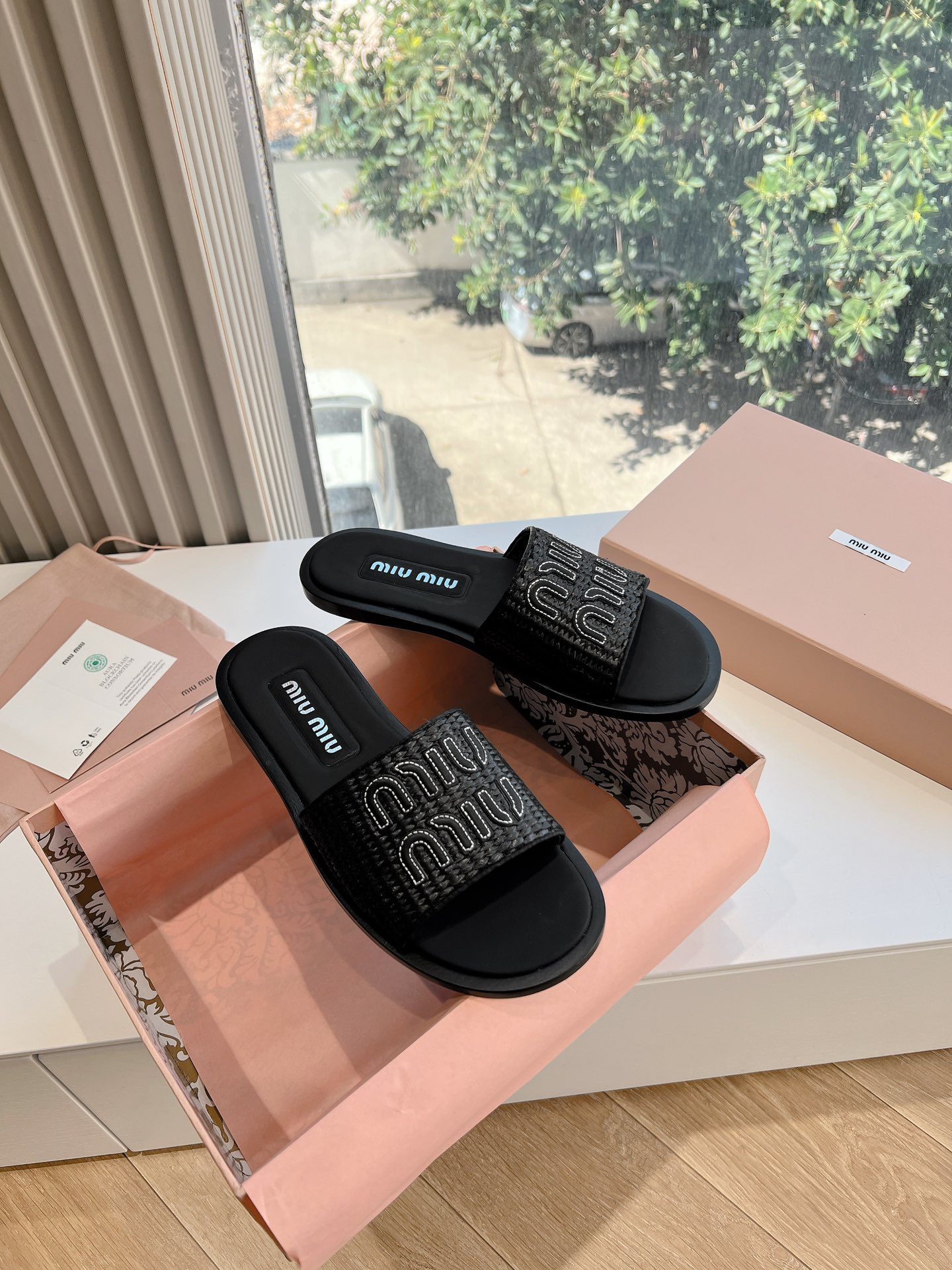 🌾G042独家上新Miu Miu2014平底编织字母平底拖Zp开发 原版拆卸 对版缪缪字母秒杀市面版本 
