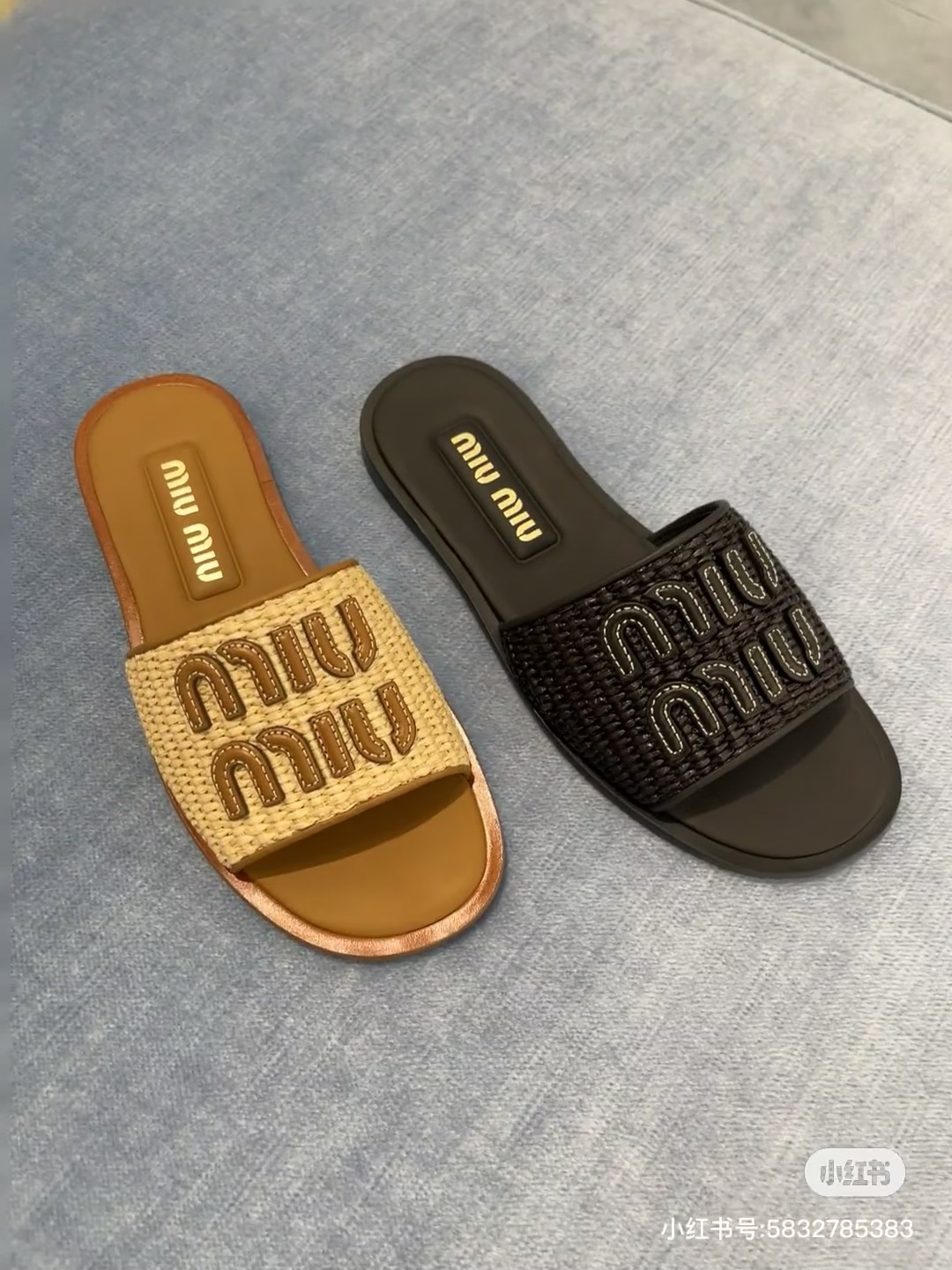 🌾G042独家上新Miu Miu2014平底编织字母平底拖Zp开发