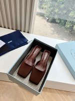 Prada Shoes Half Slippers Genuine Leather Sheepskin Silk Fashion