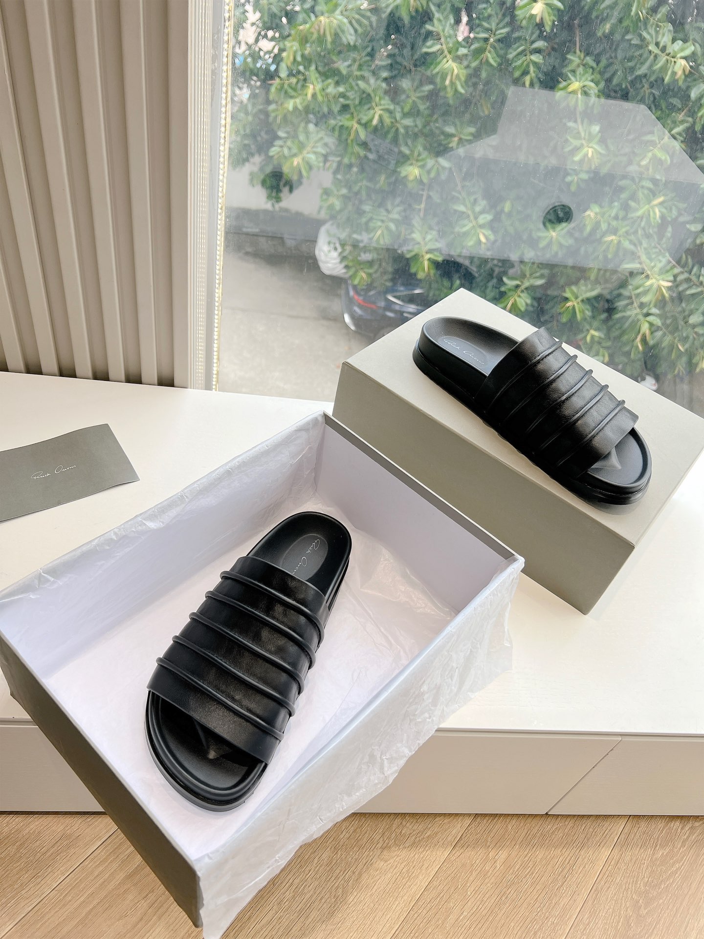 Rick Owens OWENS 瑞克 欧文斯24秋冬情侣系列EDFU全粒面小牛皮 凉鞋拖鞋休闲鞋细带