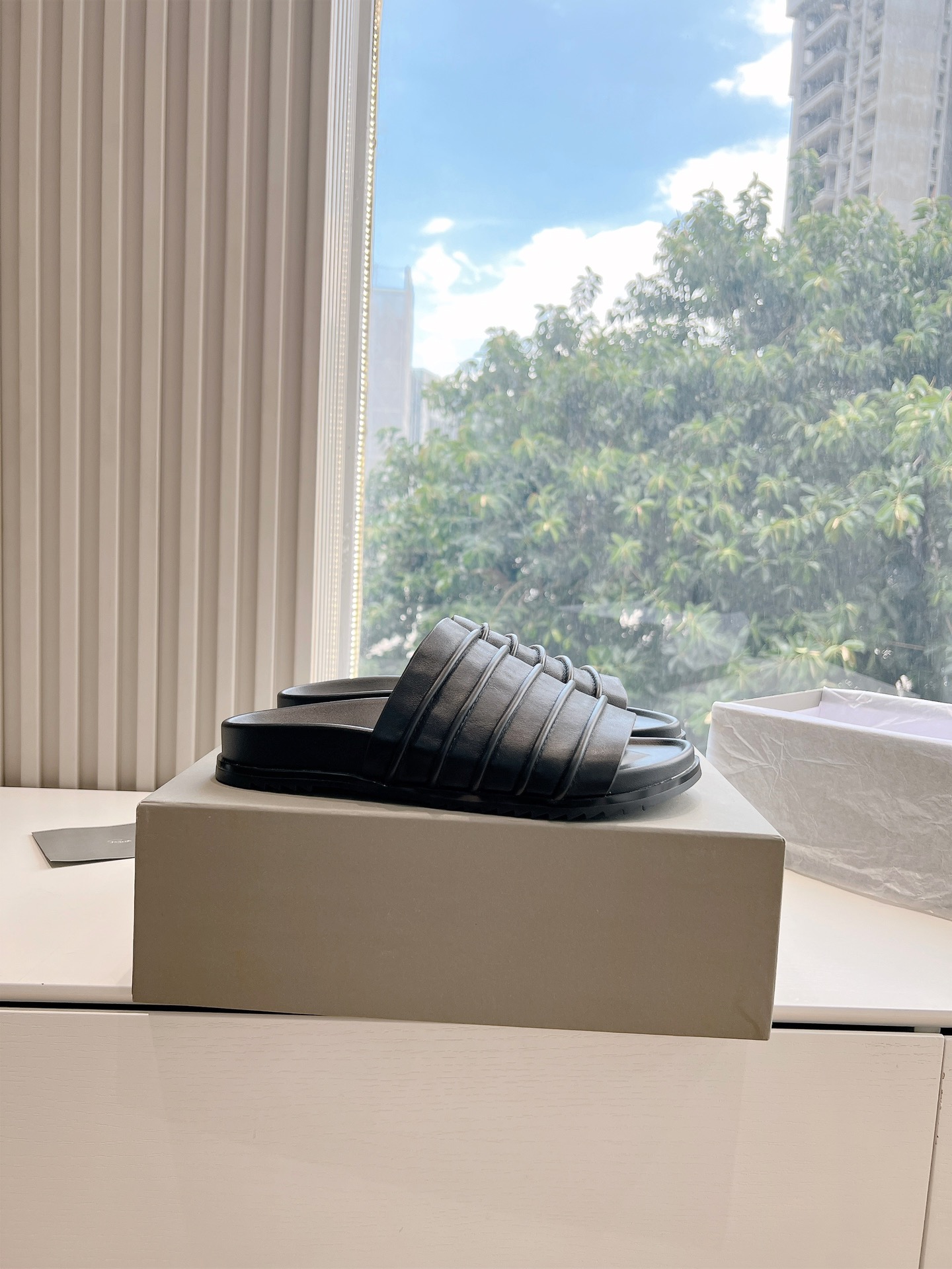 Rick Owens OWENS 瑞克 欧文斯24秋冬情侣系列EDFU全粒面小牛皮 凉鞋拖鞋休闲鞋细带