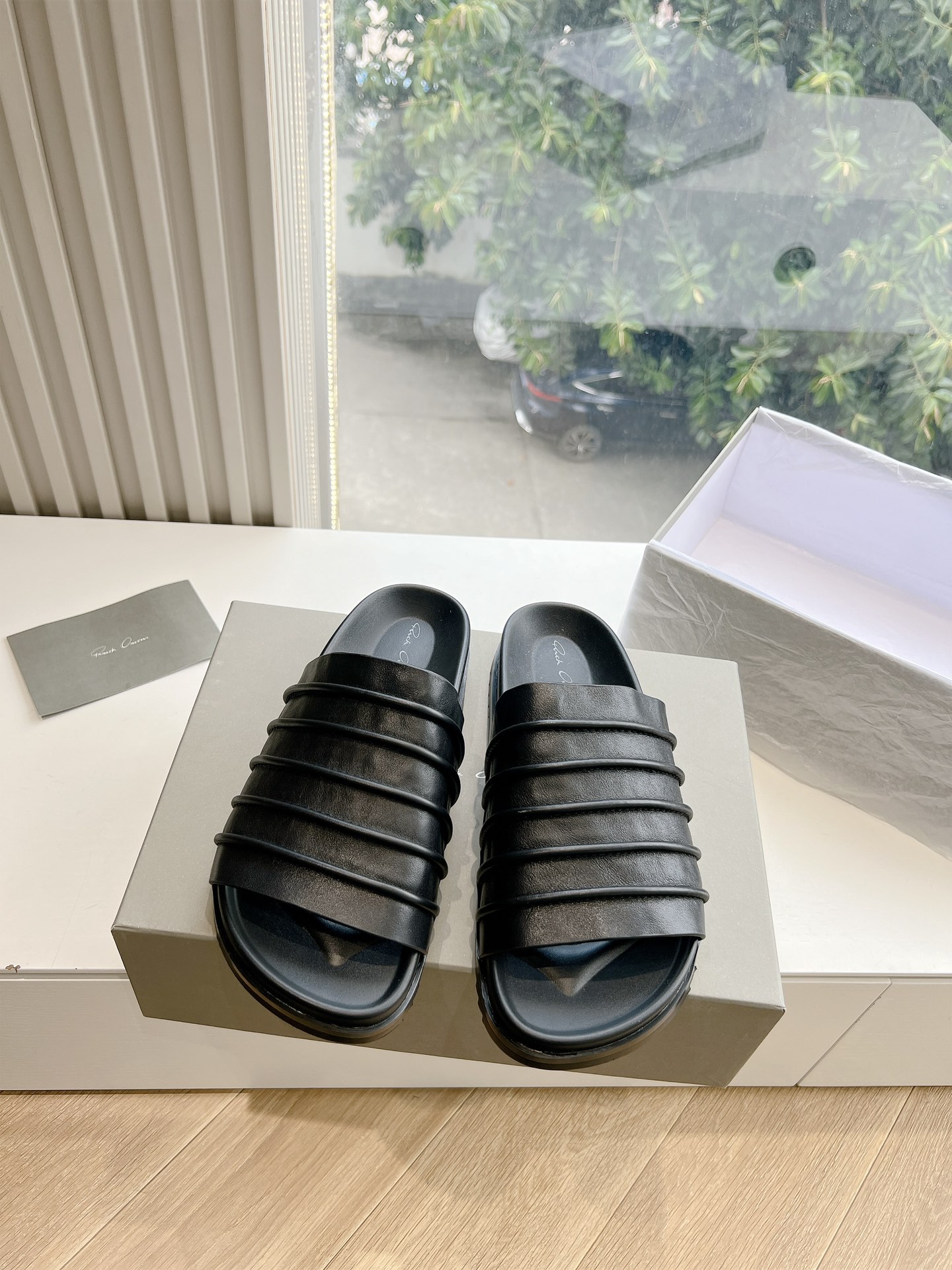 Rick Owens OWENS 瑞克 欧文斯24秋冬情侣系列EDFU全粒面小牛皮 凉鞋拖鞋休闲鞋细带