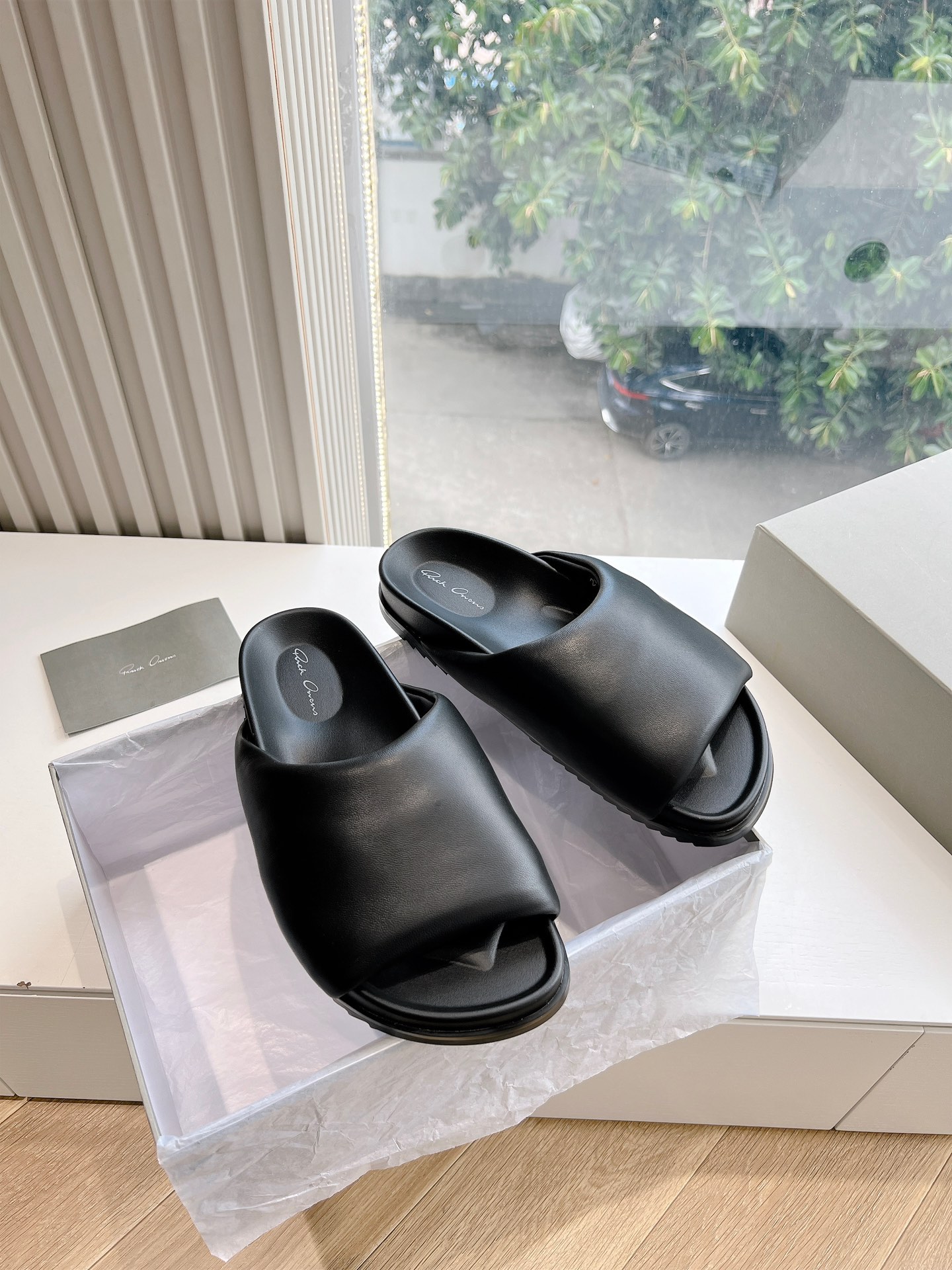 Rick Owens OWENS 瑞克 欧文斯24秋冬情侣系列EDFU全粒面小牛皮 凉鞋拖鞋休闲鞋细带