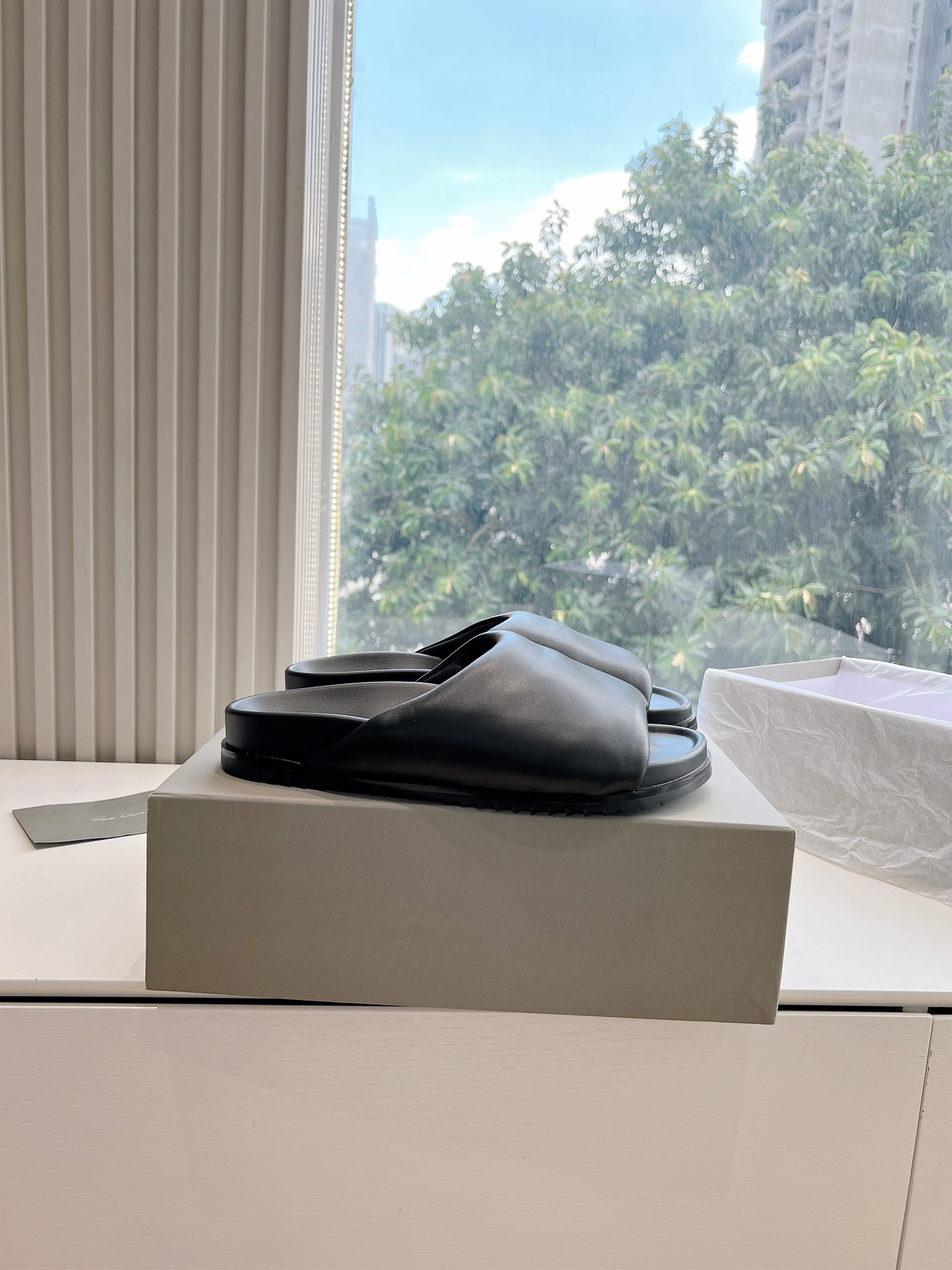 Rick Owens OWENS 瑞克 欧文斯24秋冬情侣系列EDFU全粒面小牛皮 凉鞋拖鞋休闲鞋细带