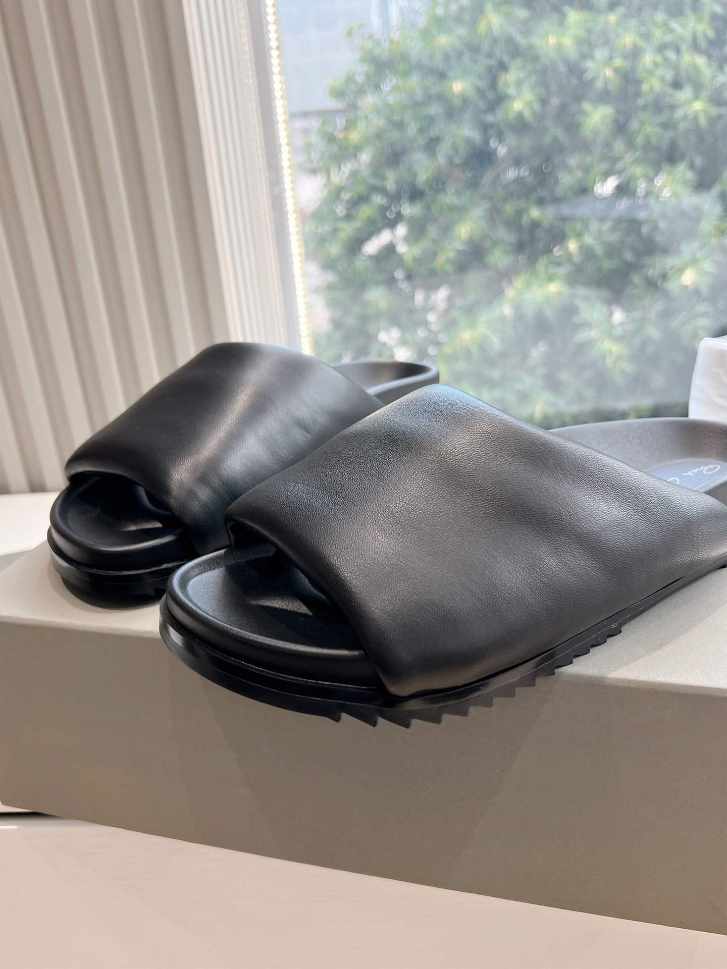 Rick Owens OWENS 瑞克 欧文斯24秋冬情侣系列EDFU全粒面小牛皮 凉鞋拖鞋休闲鞋细带