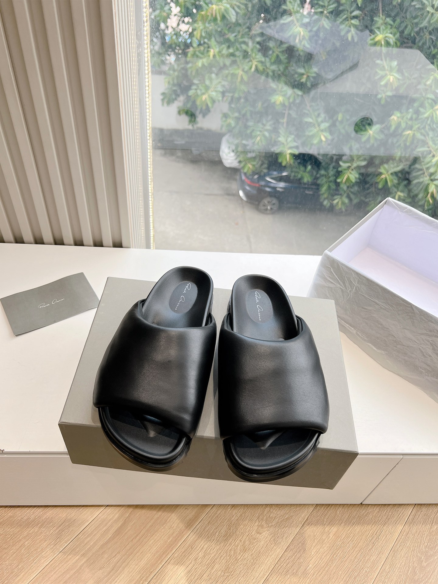 Rick Owens OWENS 瑞克 欧文斯24秋冬情侣系列EDFU全粒面小牛皮 凉鞋拖鞋休闲鞋细带