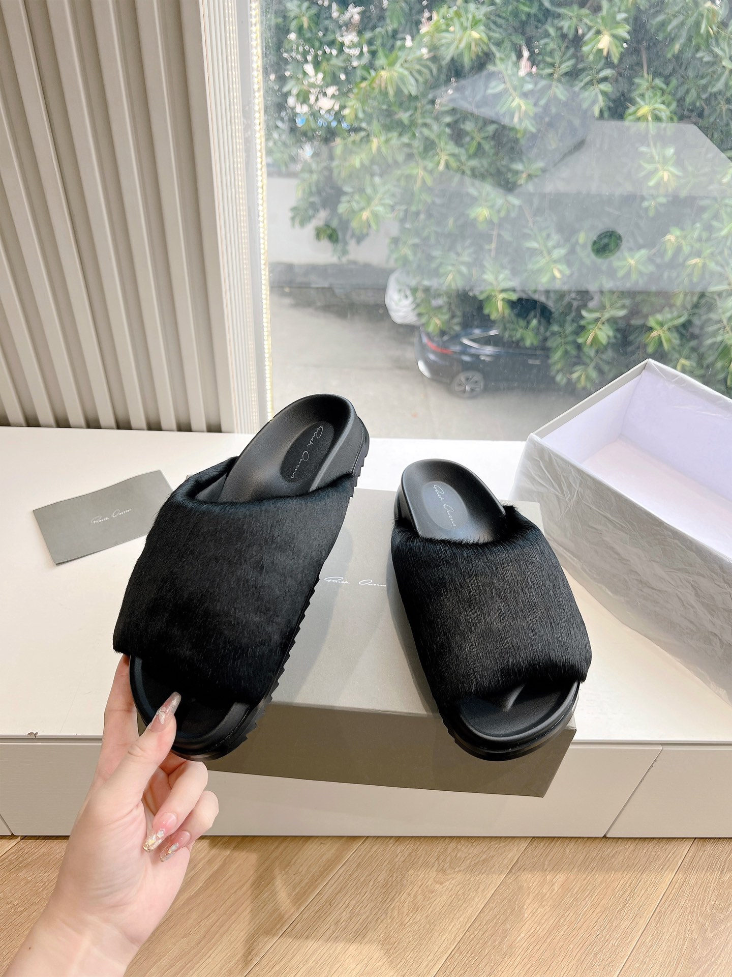 Rick Owens OWENS 瑞克 欧文斯24秋冬情侣系列EDFU全粒面小牛皮 凉鞋拖鞋休闲鞋细带