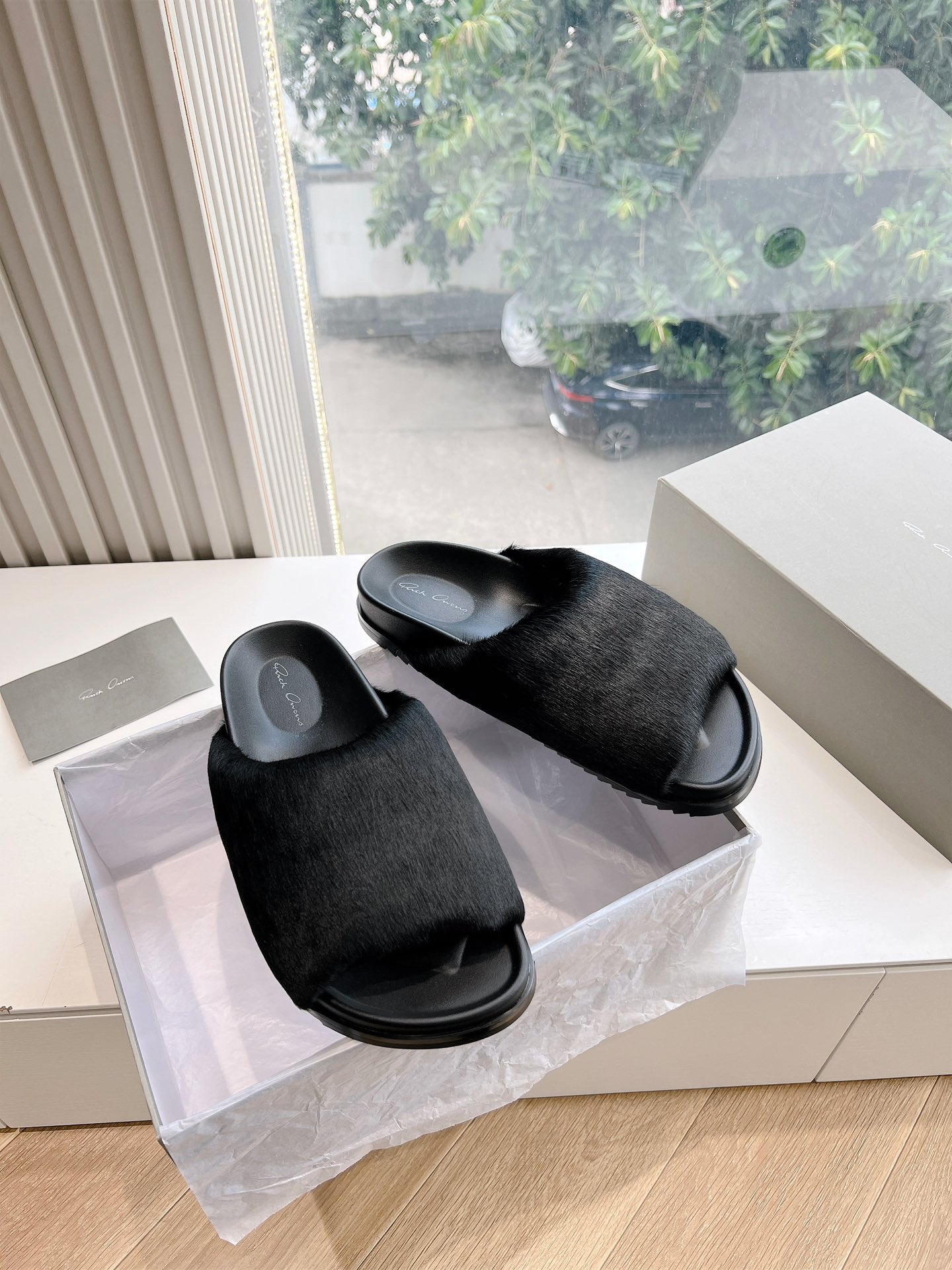 Rick Owens OWENS 瑞克 欧文斯24秋冬情侣系列EDFU全粒面小牛皮 凉鞋拖鞋休闲鞋细带
